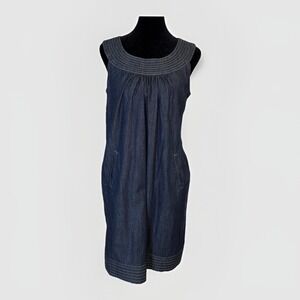 Axcess By Liz Claiborne Women's Blue Denim‎ Dress Size M NWT Sleeveless Pockets
